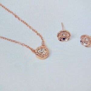 NEW Coach rose gold necklace & earring set